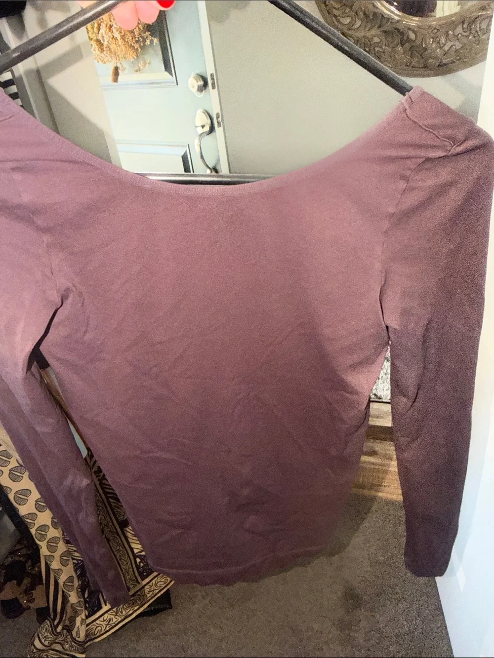 Free People Long Sleeve Crewneck Top in Mauve Plum